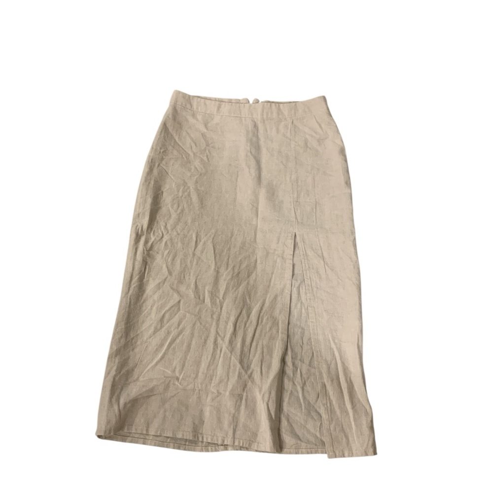 Forever 21 Tan linen Pencil Midi Skirt with slit